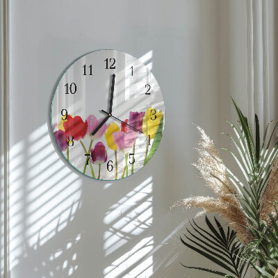 Round wall clock Colorful Tulips