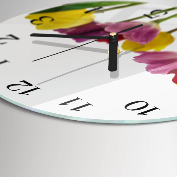 Round wall clock Colorful Tulips