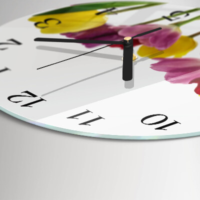 Round wall clock Colorful Tulips