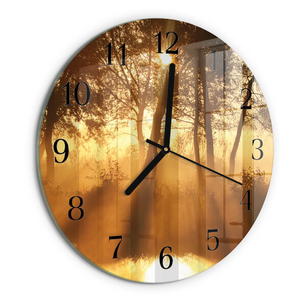 Round wall clock Trees Fog