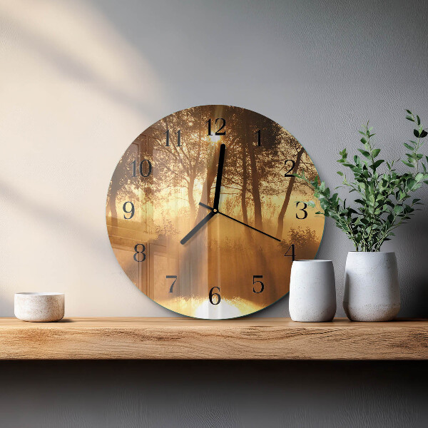 Round wall clock Trees Fog