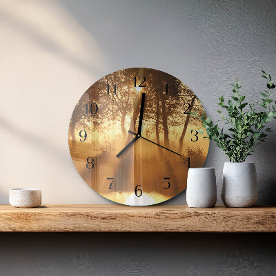 Round wall clock Trees Fog