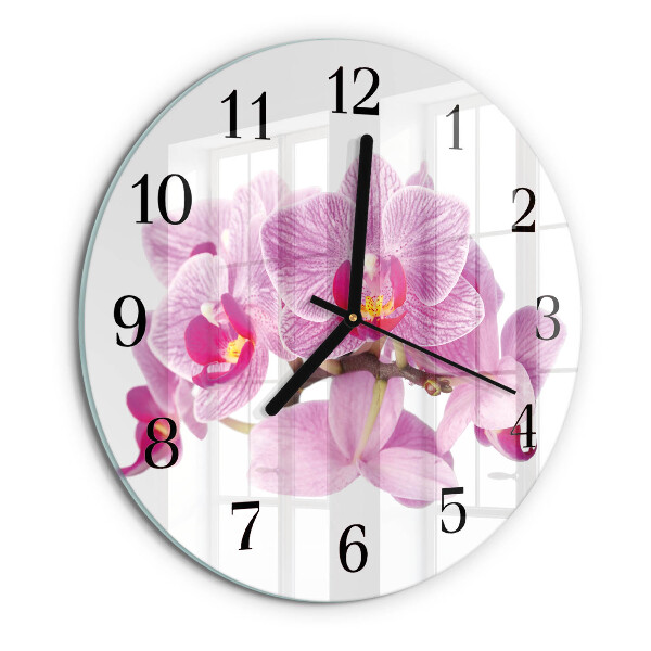 Round wall clock Orchids
