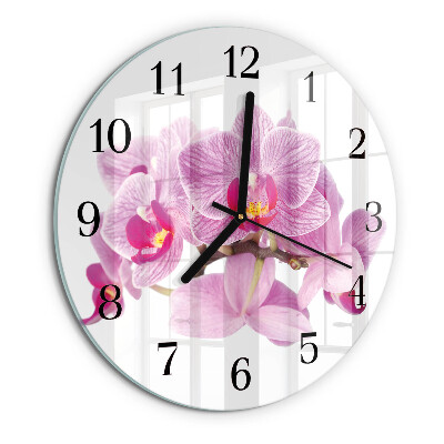 Round wall clock Orchids