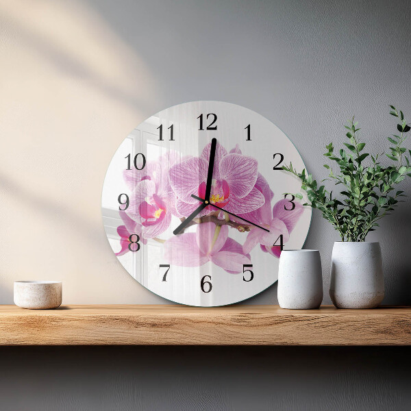 Round wall clock Orchids