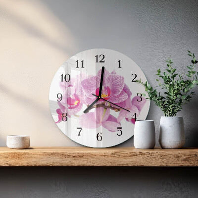 Round wall clock Orchids