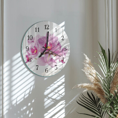 Round wall clock Orchids