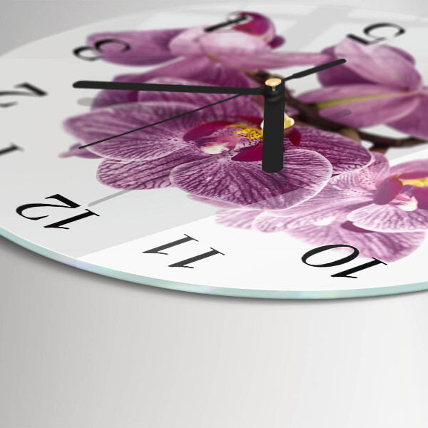 Round wall clock Orchids
