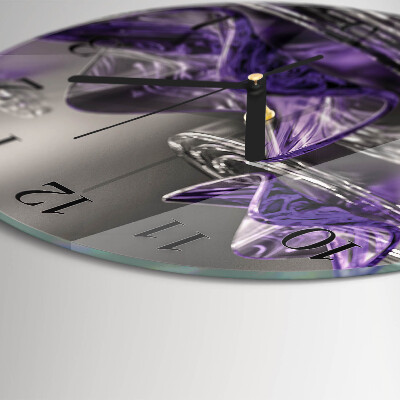 Round wall clock Glass Flowers