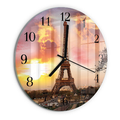 Round wall clock Eiffel Tower Paris