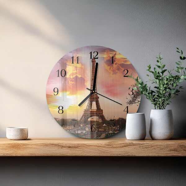 Round wall clock Eiffel Tower Paris