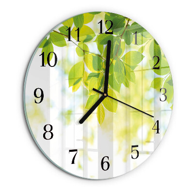 Round wall clock Leaves