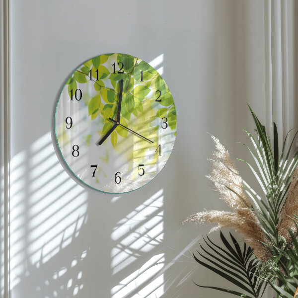 Round wall clock Leaves