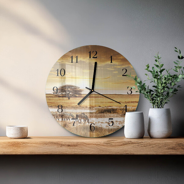 Round wall clock Zebras