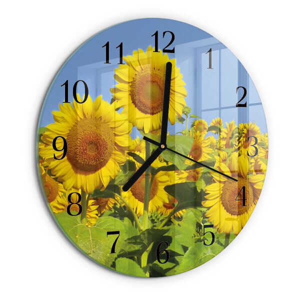 Round wall clock Sunflowers