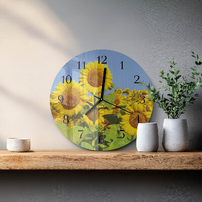 Round wall clock Sunflowers