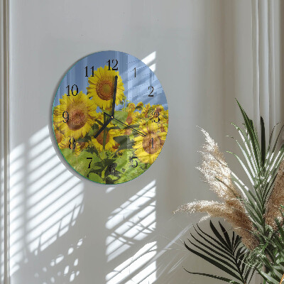 Round wall clock Sunflowers
