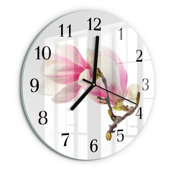 Round wall clock Magnolia Flower