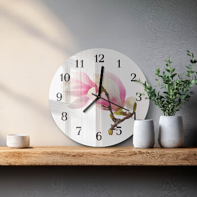 Round wall clock Magnolia Flower