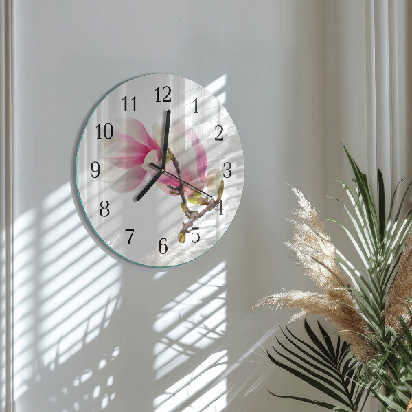 Round wall clock Magnolia Flower