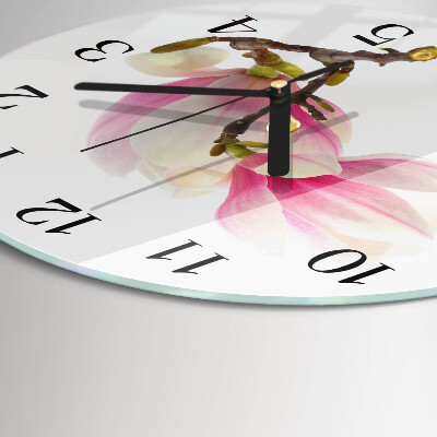 Round wall clock Magnolia Flower