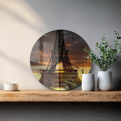 Round wall clock Eiffel Tower Paris