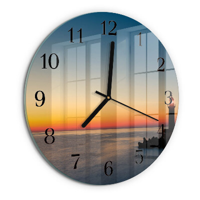 Round wall clock Lighthouse Sea