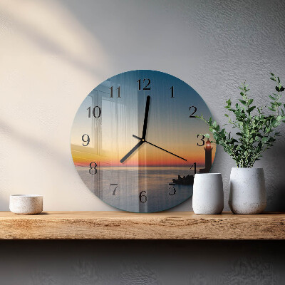 Round wall clock Lighthouse Sea