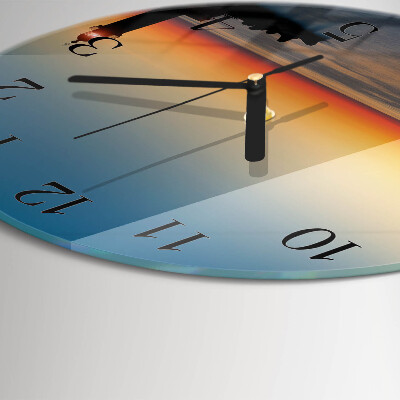 Round wall clock Lighthouse Sea