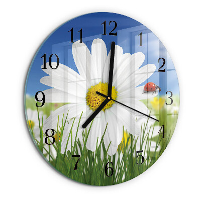 Round wall clock Flower and Ladybug