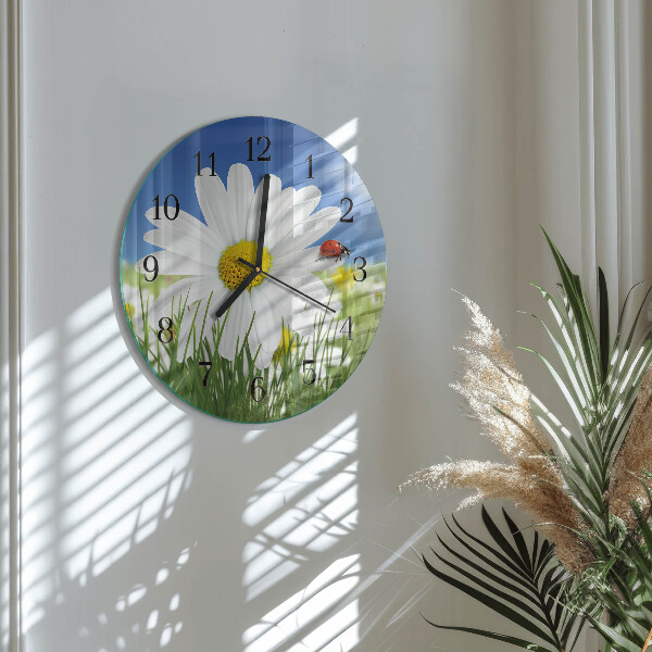 Round wall clock Flower and Ladybug