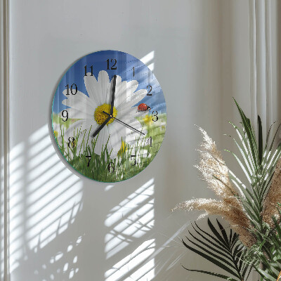 Round wall clock Flower and Ladybug