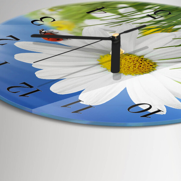 Round wall clock Flower and Ladybug