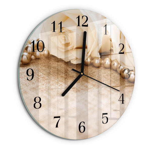 Round wall clock Vintage Sepia Roses