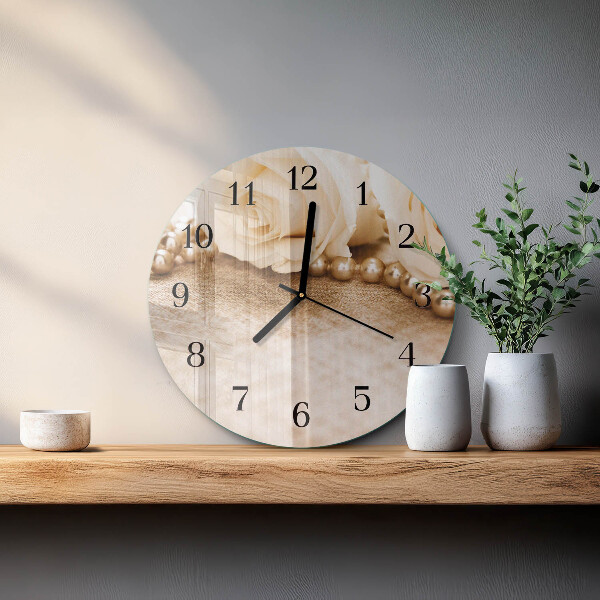 Round wall clock Vintage Sepia Roses