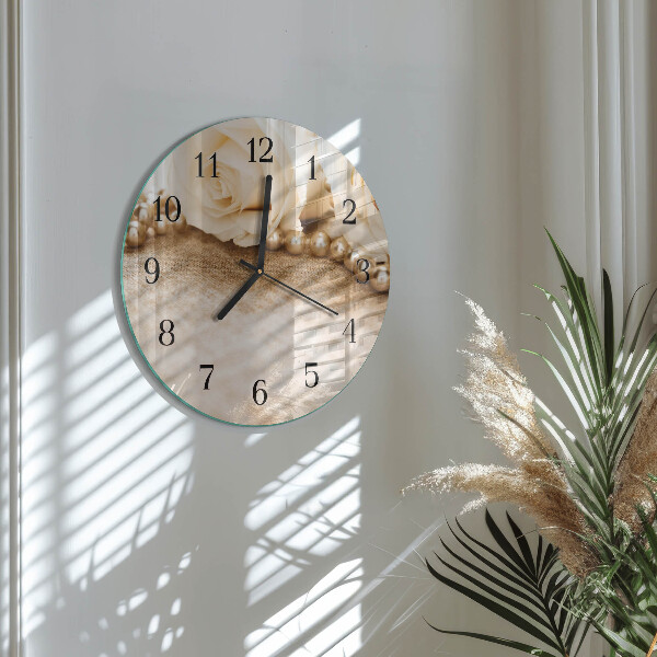 Round wall clock Vintage Sepia Roses