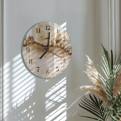 Round wall clock Vintage Sepia Roses