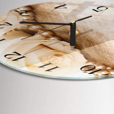 Round wall clock Vintage Sepia Roses