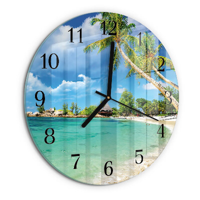 Round wall clock Beach Palm Trees