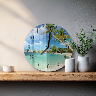 Round wall clock Beach Palm Trees