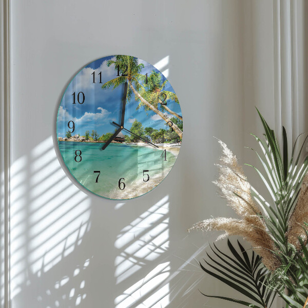Round wall clock Beach Palm Trees