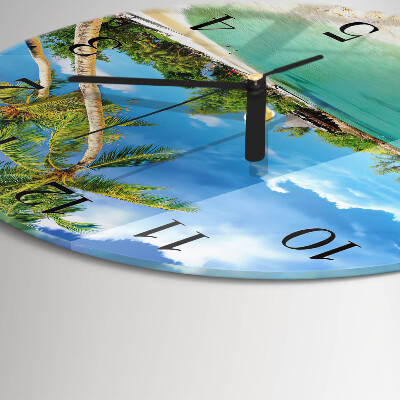 Round wall clock Beach Palm Trees