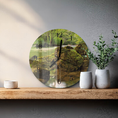 Round wall clock Landscape River