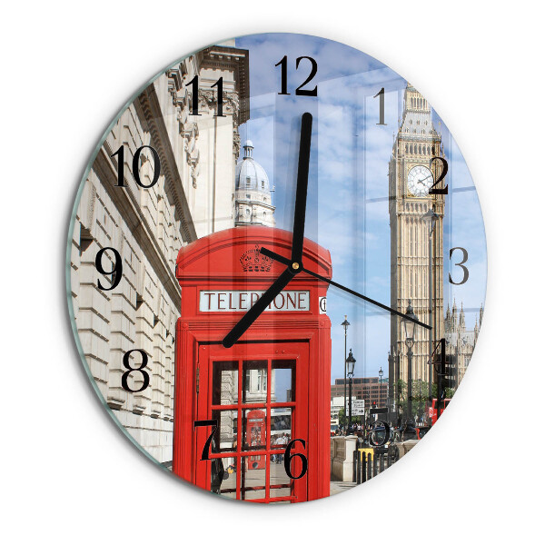 Round wall clock Red Telephone Booth