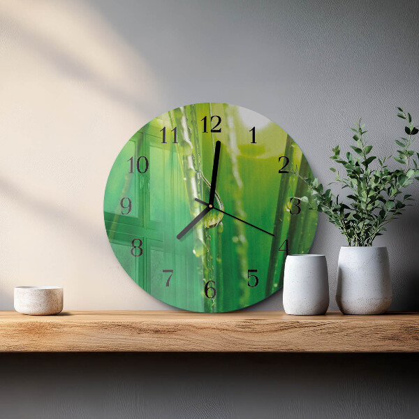 Round wall clock Drops of Grass