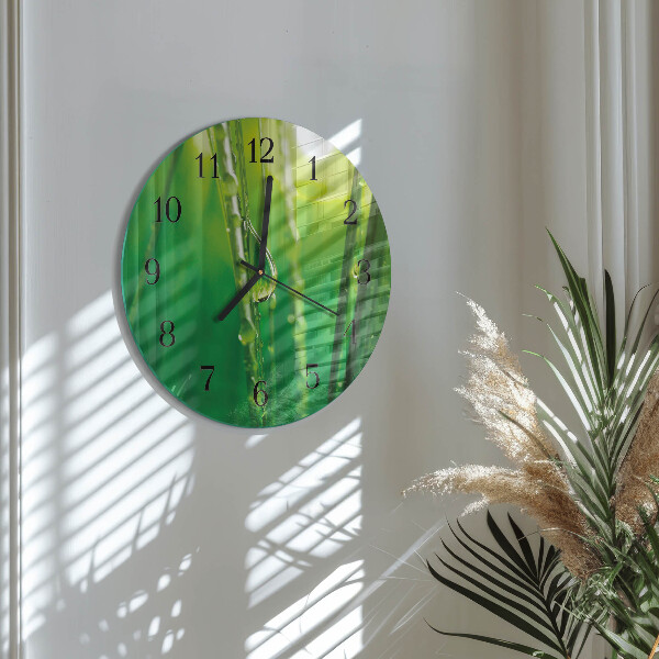 Round wall clock Drops of Grass