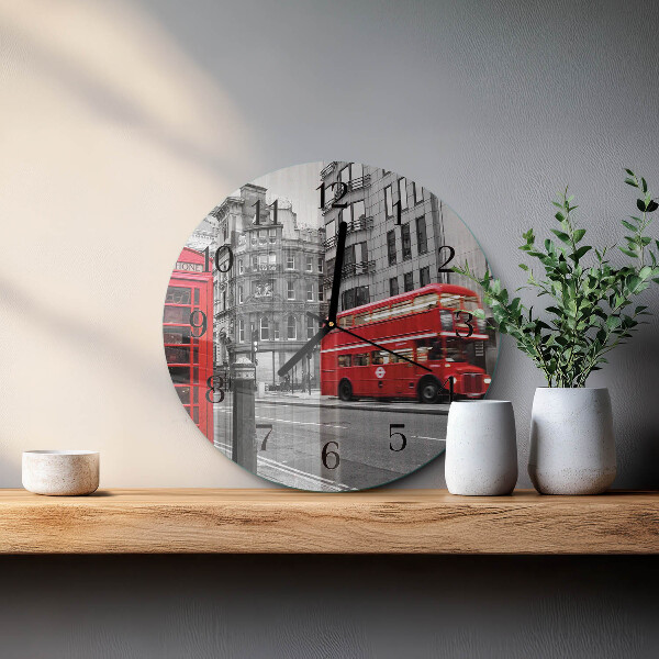 Round wall clock Red Bus