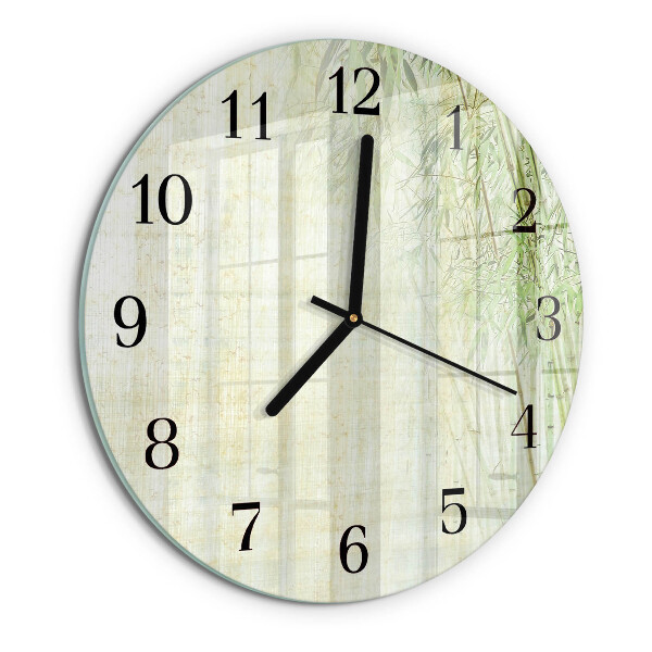 Round wall clock Bamboo Plant