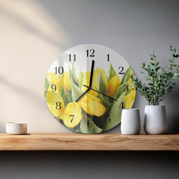Round wall clock Tulip Flowers