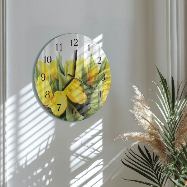 Round wall clock Tulip Flowers